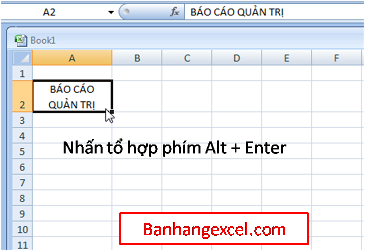 xuống dòng trong excel