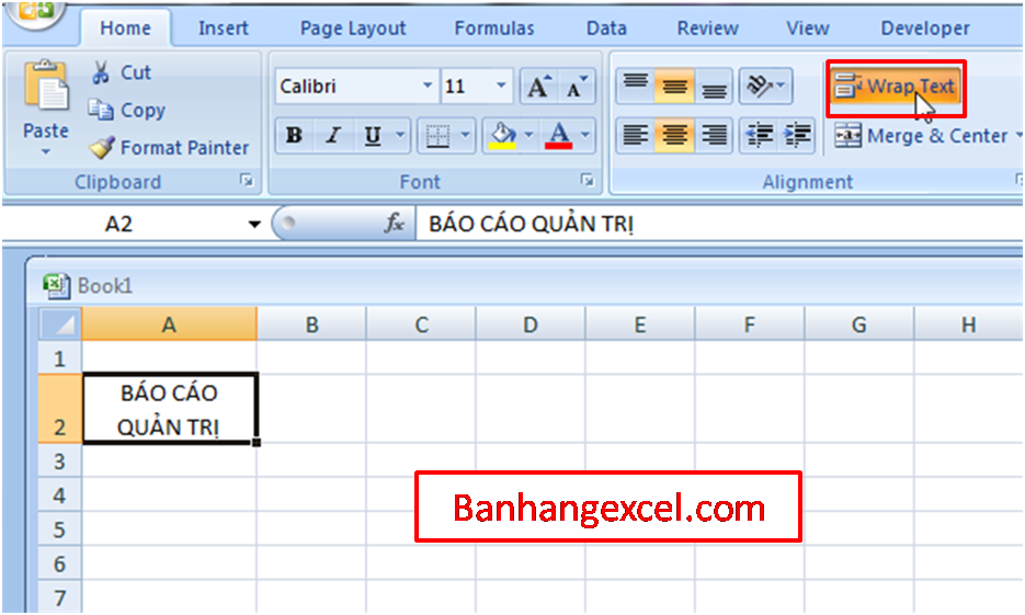 xuống dòng trong excel