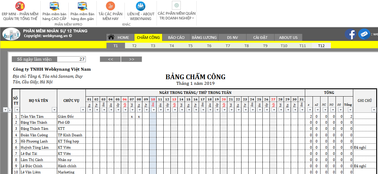 BANG CHAM CONG CHUYEN NGHIEP BANG EXCEL