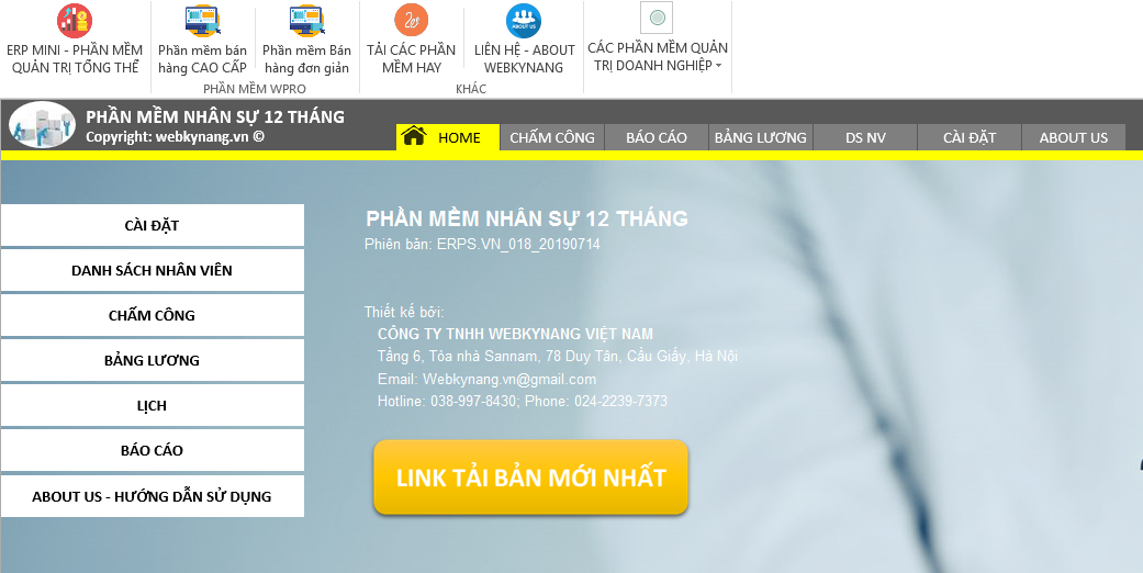 phan mem quan ly nhan su 12 thang cham cong tinh luong